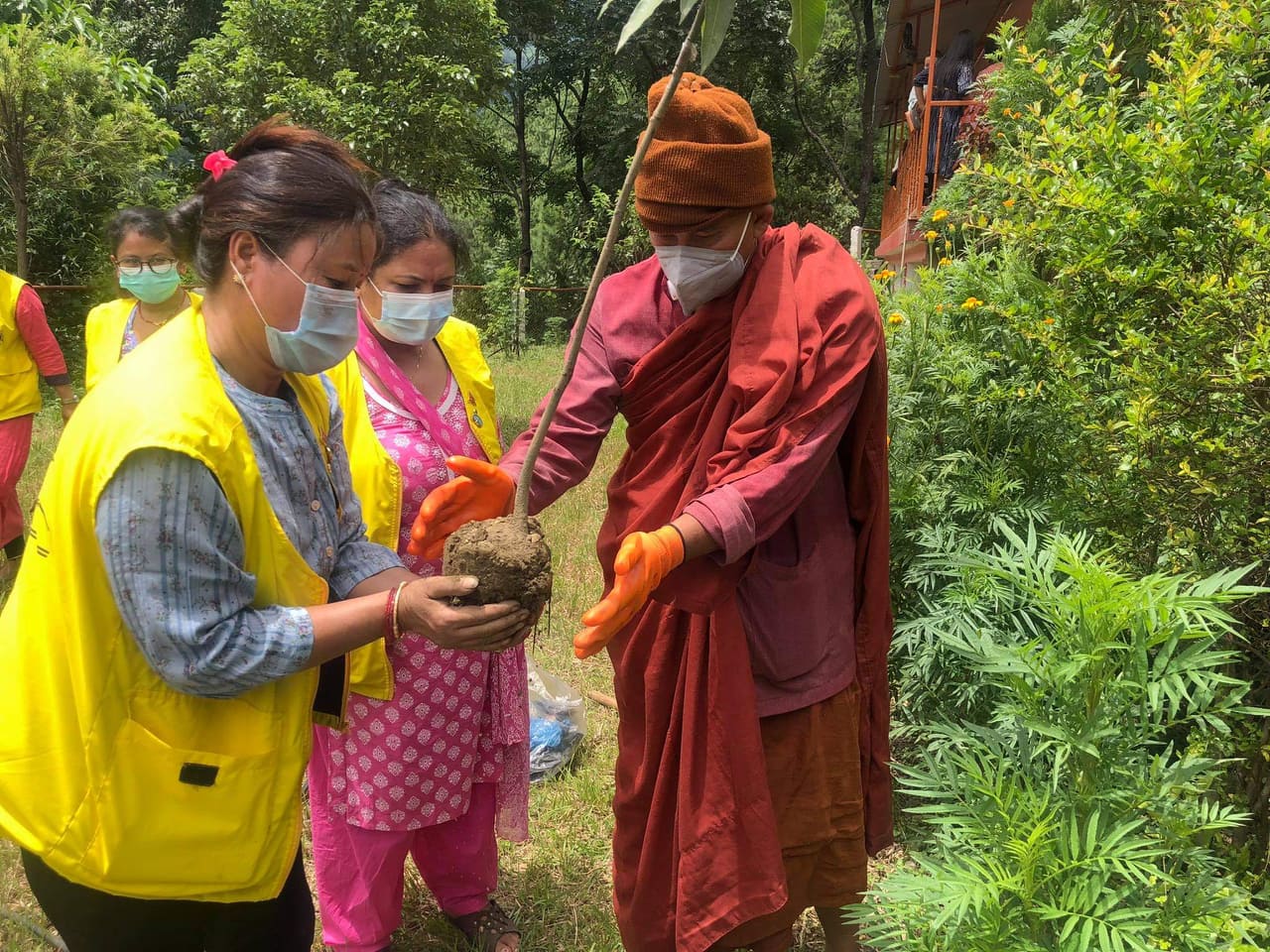 बुद्ध विहार परिसरमा बृक्षारोपण