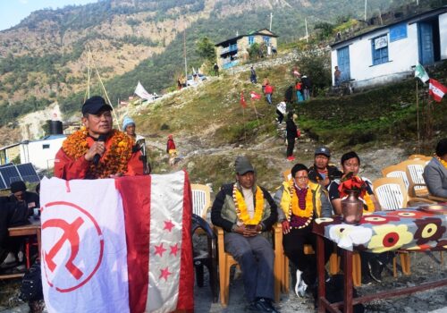 चुनावी धपेडी ः गठवन्धनका उम्मेदवारकाे रघुगंगाका चार वडामा चुनावी सभा